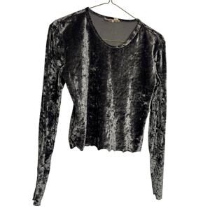 VINTAGE VICTORIA SECRET Velvet Grey Long Sleeve Sz Sm Y2K Top!